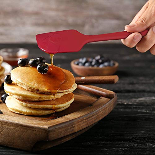 Ramkuwar Silicone Spatula Set 3 Piece-Mini, Large Rubber Scraper& Spoonula 600F Heat Resistant with Stainless Steel Filler for Cooking Baking and Mixing.(SPATULA-3A) (RED) - Image 5