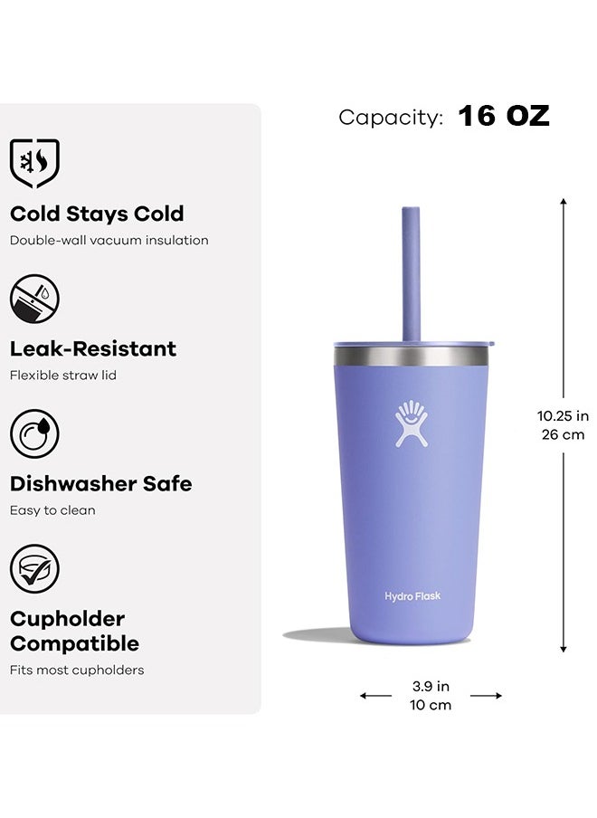 Hydro Flask 16 oz All Around Tumbler with Straw Lid and stainless steel double-wall vacuum insulation  Tumbler BPA-Free  - Image 2