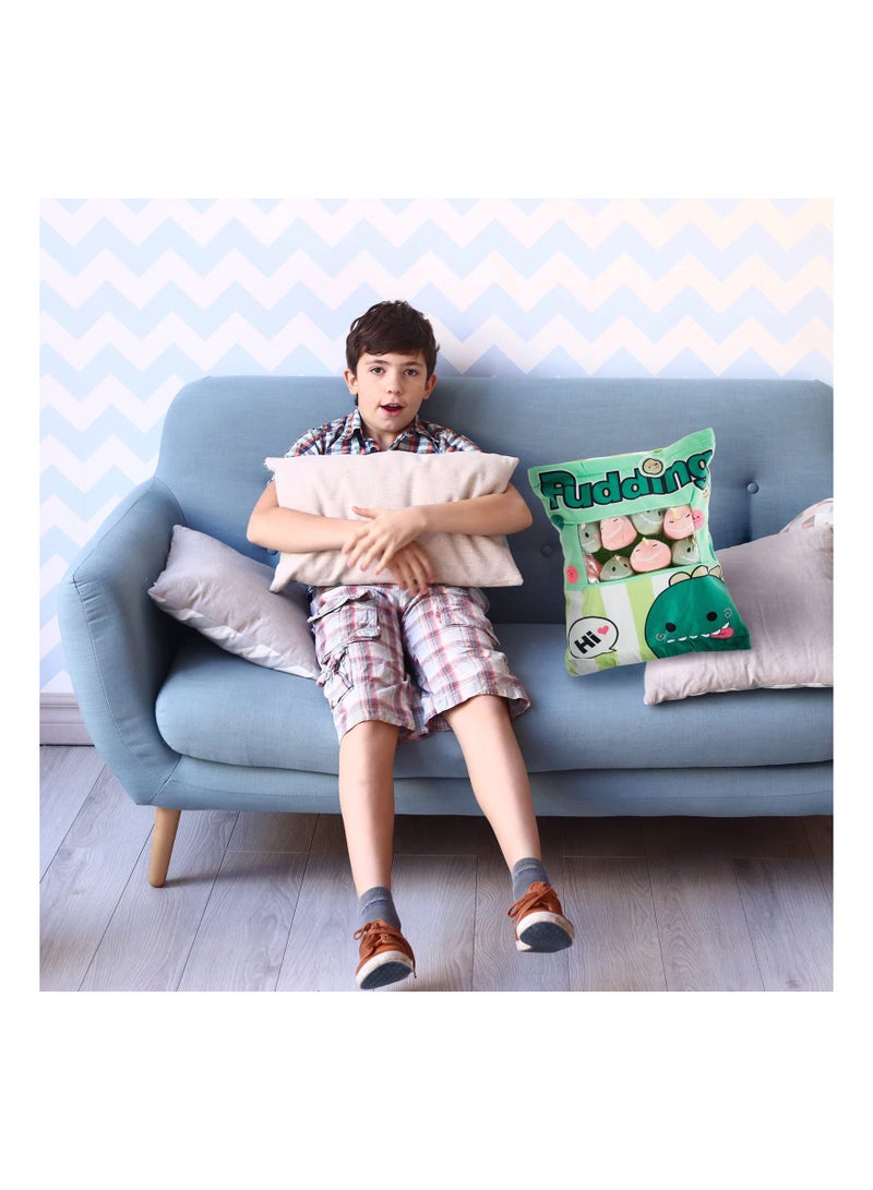 SYOSI Plush Pillow Kawaii Room Decor Throw Removable Stuffed Animal Toys Fluffy Dinosaur Creative Gifts for Teens Girls Kids Green - Image 2