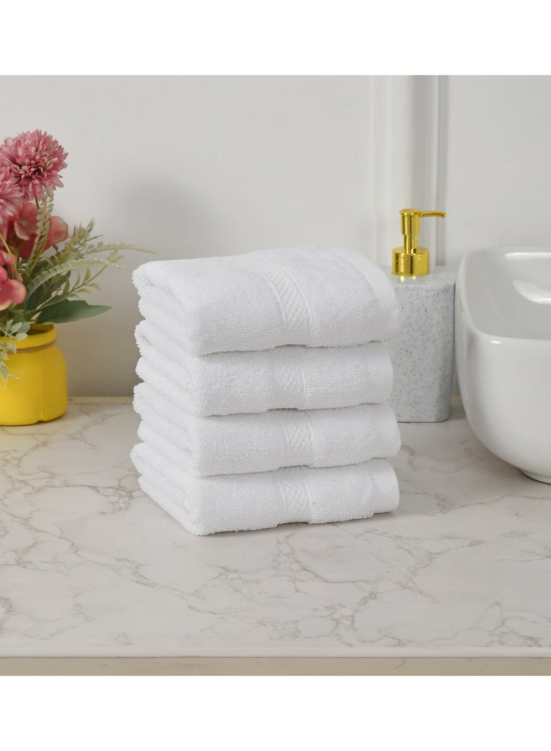 AURIO طقم مناشف يد قطنية فاخرة مكون من 4 قطع 100% – مناشف فاخرة فائقة النعومة وذات قدرة امتصاص عالية للحمام والسبا وغرف الضيوف – قماش تيري سميك مع حافة دابي أنيقة – مناشف بيضاء متعددة الاستخدامات - Image 1
