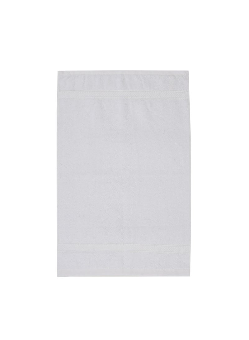 AURIO طقم مناشف يد قطنية فاخرة مكون من 4 قطع 100% – مناشف فاخرة فائقة النعومة وذات قدرة امتصاص عالية للحمام والسبا وغرف الضيوف – قماش تيري سميك مع حافة دابي أنيقة – مناشف بيضاء متعددة الاستخدامات - Image 4