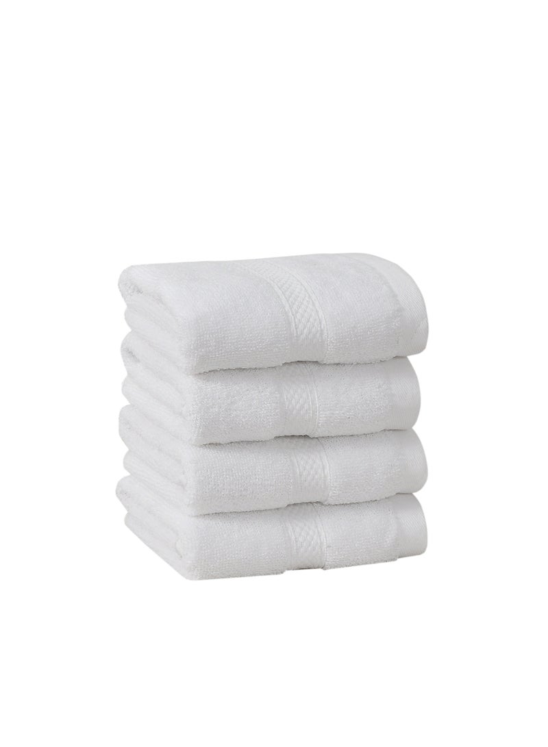 AURIO طقم مناشف يد قطنية فاخرة مكون من 4 قطع 100% – مناشف فاخرة فائقة النعومة وذات قدرة امتصاص عالية للحمام والسبا وغرف الضيوف – قماش تيري سميك مع حافة دابي أنيقة – مناشف بيضاء متعددة الاستخدامات - Image 2