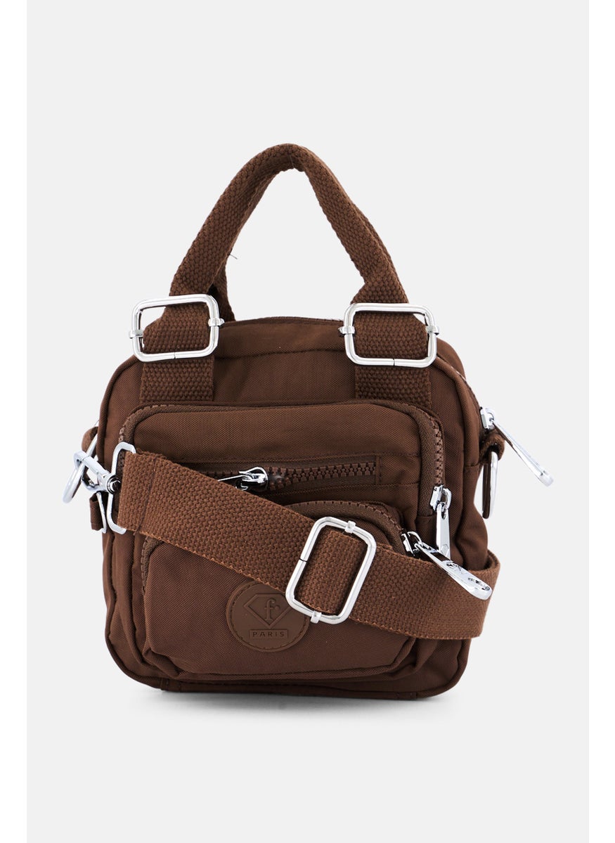 I Love Fashion Women Brand Logo Mini Cross Body Bag 16 L x 16 H x 7 W cm, Dark Brown  - Image 1