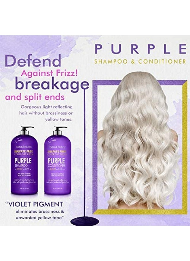 Natural Riches Purple Shampoo And Conditioner Set Sulfate Free Salon Grade For Silver Blonde Platinum Hair. Removes Yellow & Brass Tones. Grey Highlighted Hair 16X2 Fl Oz  - Image 4