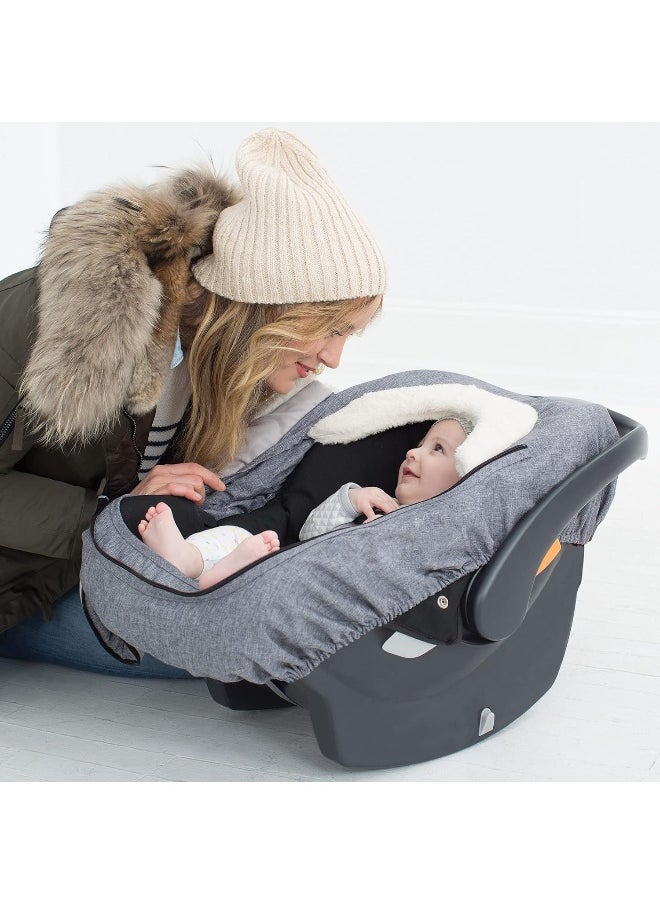 Skip Hop Skip Hop Stroll & Go Plush Fleece Infant And Baby Automotive Winter Car Seat Cover Heather Grey - Universal Fit  - Image 5