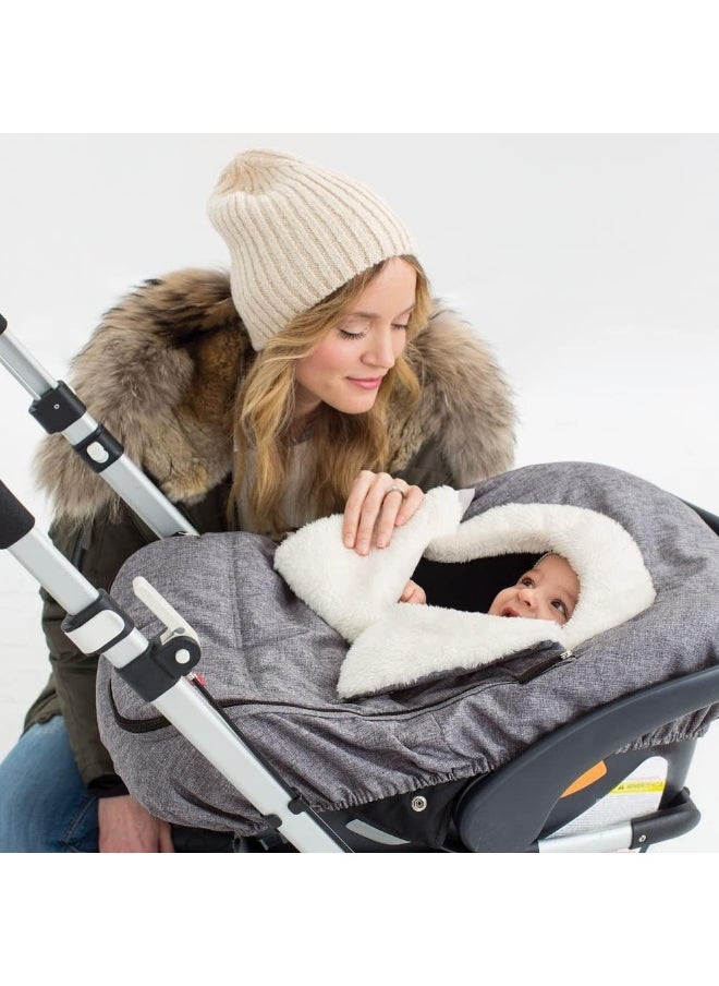 Skip Hop Skip Hop Stroll & Go Plush Fleece Infant And Baby Automotive Winter Car Seat Cover Heather Grey - Universal Fit  - Image 4