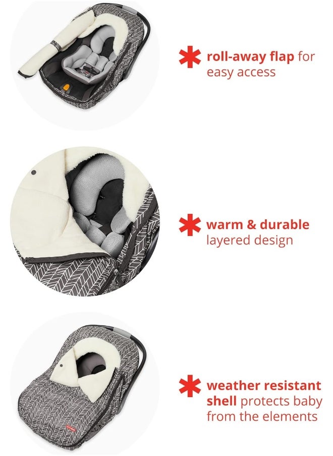 Skip Hop Skip Hop Stroll & Go Plush Fleece Infant And Baby Automotive Winter Car Seat Cover Heather Grey - Universal Fit  - Image 3