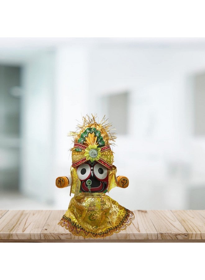 RealCraft; INSPIRING LIFES RealCraft; INSPIRING LIFES Wooden Idol of Lord Jagannath,Balaram and Subhadra | Hindu God Made of Wood with Poshak Dress Mukut | Singhara Vesa| 6 inch,Multicolour - Image 4