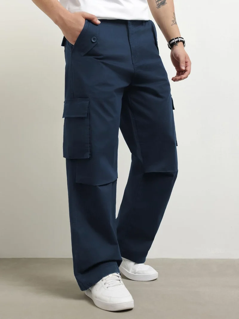 NOBERO NOBERO Men's Navy Cargo Pants - Multi-Pocket Outdoor Wear