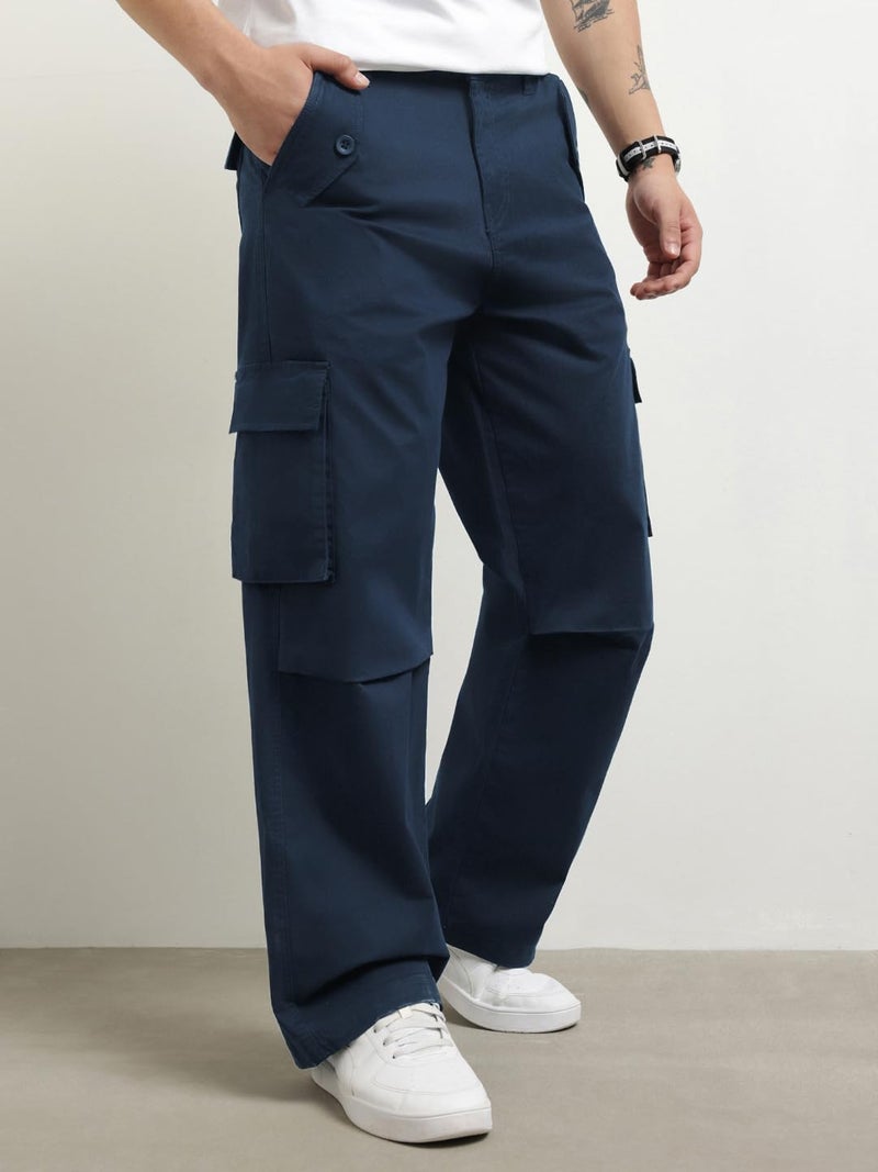 NOBERO Men's Navy Cargo Pants - Multi-Pocket Outdoor Wear - Image 2