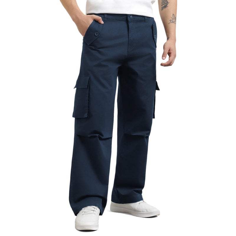 NOBERO Men's Navy Cargo Pants - Multi-Pocket Outdoor Wear - Image 1
