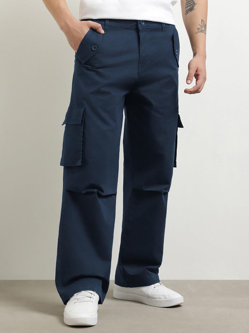 NOBERO Men's Navy Cargo Pants - Multi-Pocket Outdoor Wear - Image 3