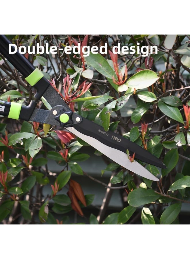 Deli 26.5-Inch Hedge Shear - Professional Carbon Steel Blades with Adjustable Tightness - Green Heavy Duty Garden Shears - Image 4