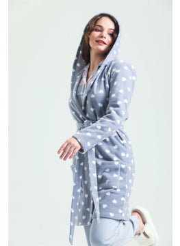 Magic Form 35252 Women's Gray Hooded Polar Fleece Dressing Gown (Hood Unlined)  - Image 4