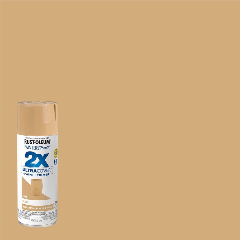 Rust-Oleum 249103 Painter's Touch 2X Ultra Cover Spray Paint, 12 Oz, Gloss Khaki - Image 1