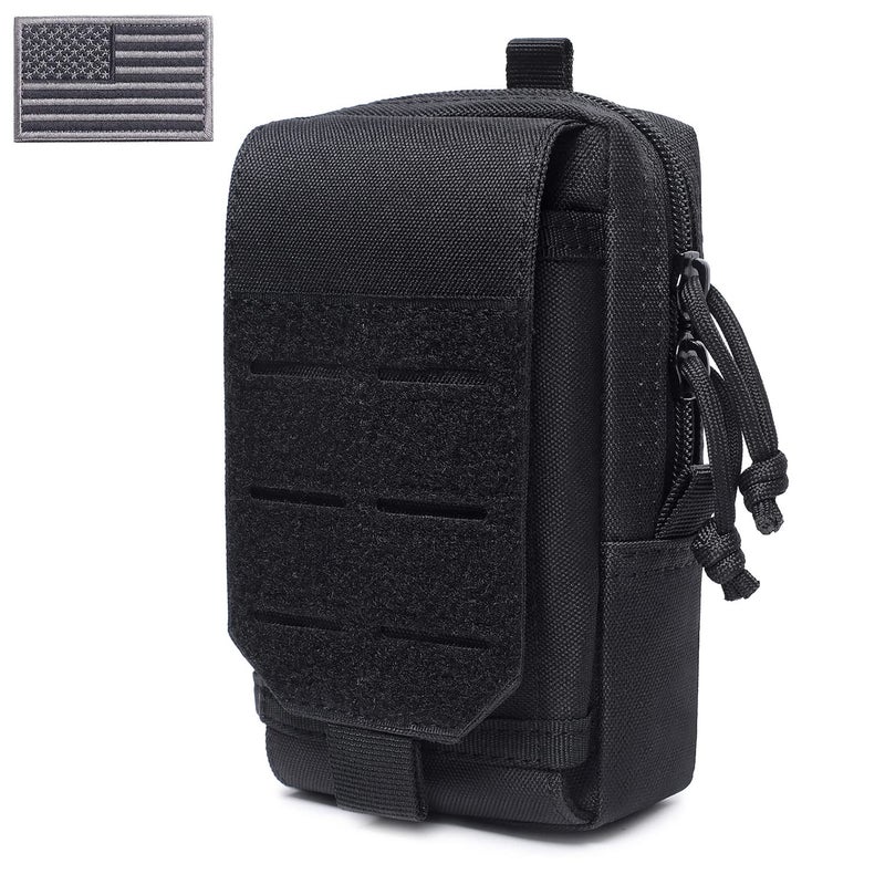 Atwilltap Tactical Molle EDC Pouch Cellphone Pouch Holder Utility Gadget Organizer Bag (Black) - Image 1