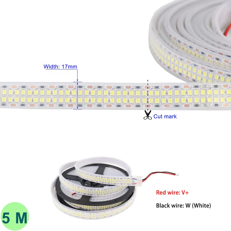 LEDENET LED Strip Lights Cold White 6500K 16.4ft Double Row 2835 SMD 2400LEDs DC 12V Daylight Bright LED Tape Light Flexible Dimmable Ribbon Lamp 5M Waterproof IP67 Outdoor Lighting Decor - Image 5