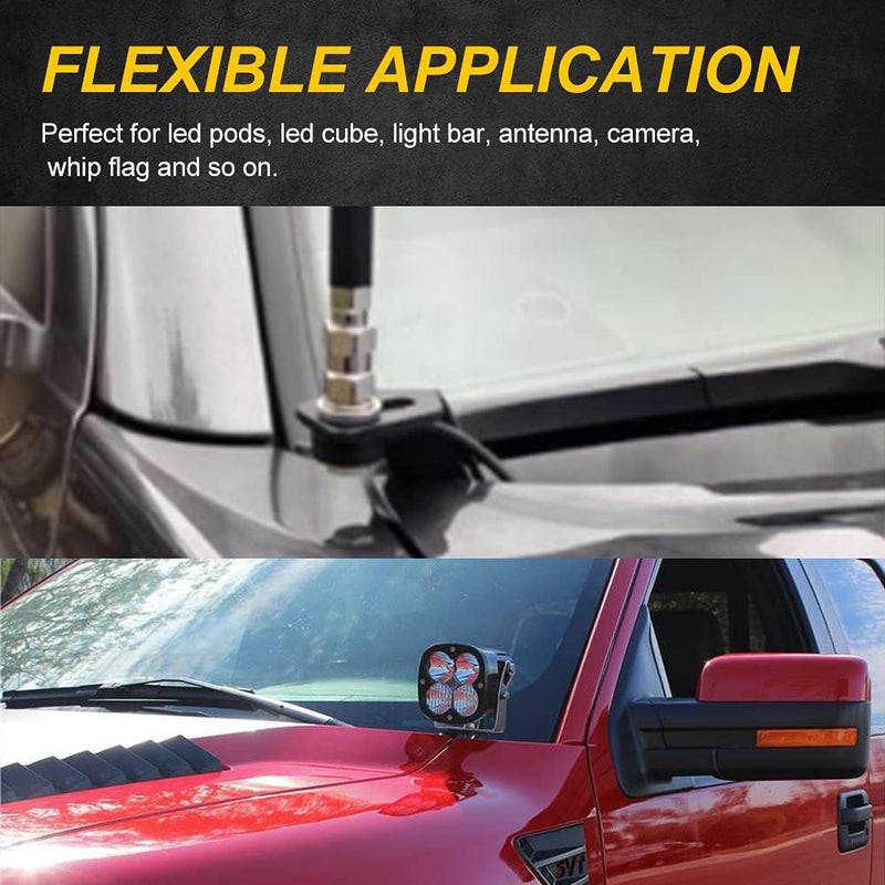 NORTHYUN F150 Hood Ditch Light Mount Raptor Engine Hood Hinge LED Pods Mounting Brackets for Cube LED Pods Antenna Compatible with Ford F150 2004-2014 & 1st Gen SVT Raptor - Image 4