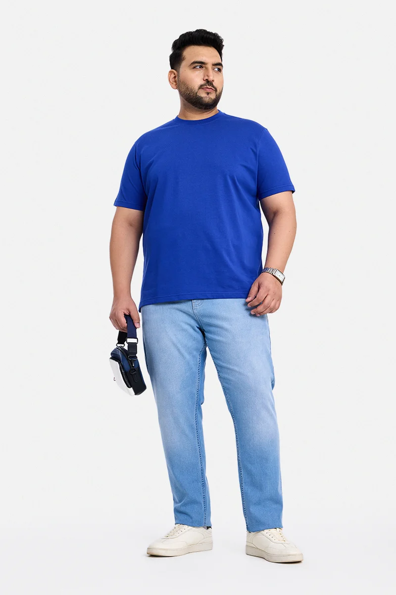 SNITCH Light Blue Solid Slim Fit Casual Plus Size Jeans