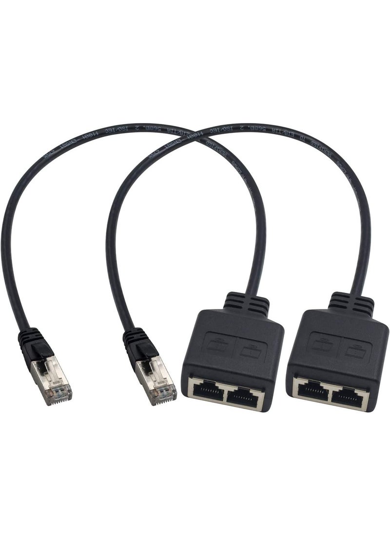SYOSI 2-Piece RJ45 Splitter Ethernet Ethernet Port Splitter 1 Male to Female Adapter for Cat 5 CAT 6 LAN Cable Extender Surf Online at The Same time 30cm  - Image 1