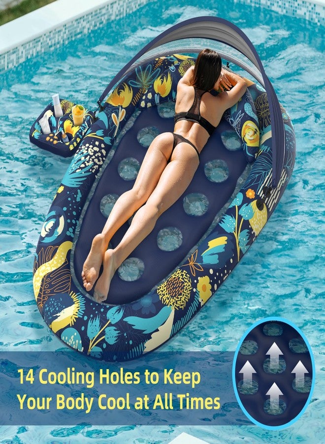 Sunikko X 3-in-1 Pool Floats with Canopy Cup Holder, Large 73" x 48" Pool Floats Adults Heavy Duty, Inflatable Lounger Raft Floating Chair with Backrest, Swimming Pool Lake Beach Pool Party - Image 4