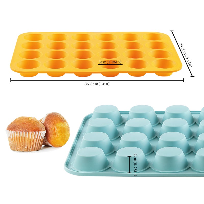 VRUIFA 2PCS Silicone Mini Muffin Pan, 24 Cups Nonstick Mini Cupcake Pan for Baking, BPA Free and Dishwasher Safe, Great for Making Muffin Cakes, Tart, Bread and Egg Bites - Image 2