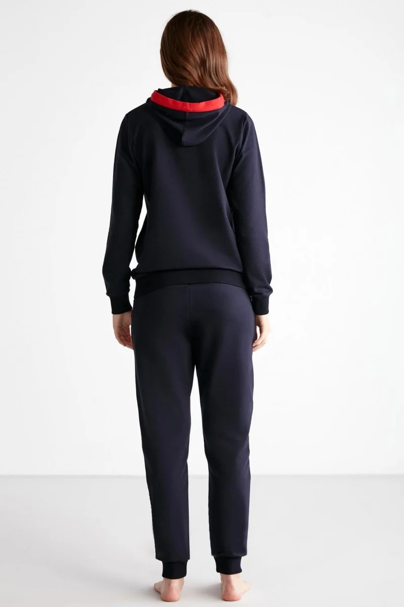 U.S. Polo Assn. Zippered Hooded Top with Pockets and Cuffed Sleeves and Bottom Pockets and Cuffed Legs Tracksuit Set