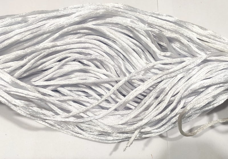 OMX 2.5 MM, 60 to 75 Mtr, Thick Malai Macrame Cord/Malai Dori/Silk Macrame, Bugtail Satin Cord Shamballa Beading Kumihimo String (White) - Image 1