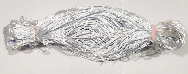 OMX 2.5 MM, 60 to 75 Mtr, Thick Malai Macrame Cord/Malai Dori/Silk Macrame, Bugtail Satin Cord Shamballa Beading Kumihimo String (White) - Image 2