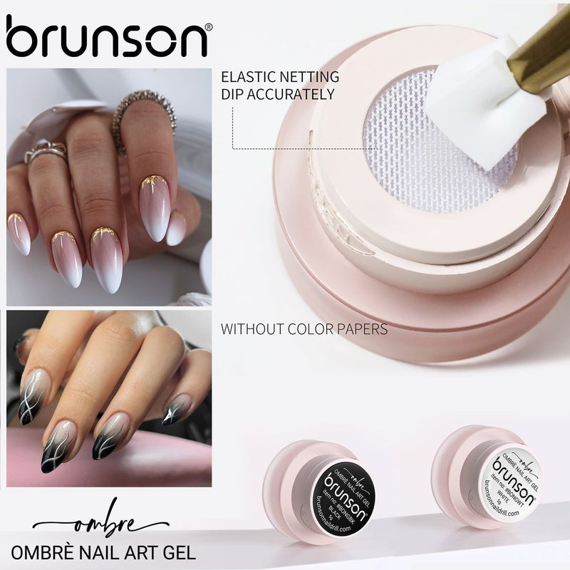 brunson Nail Art Gel - Brunson 2-in-1 Cushion Patting Ombre Nail Art Gel 8gm – UV/LED Nail Gel for Gradient Ombre, French Nail Art & Creative Designs | Sponge & Brush Dual Application Gel for Professional Salon Use - Image 3