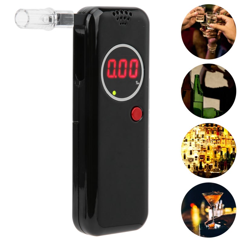 Digital Breath Tester LCD Display Breathalyzer Drunk Driving Analyzer Test Tool W/Blow TubeBlack - Image 4