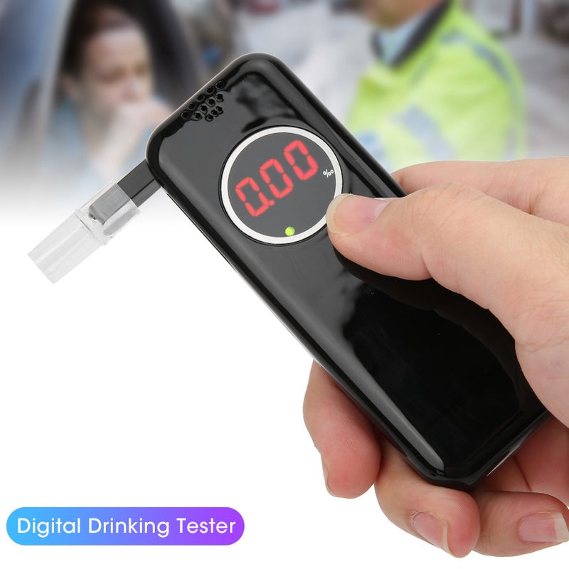 Digital Breath Tester LCD Display Breathalyzer Drunk Driving Analyzer Test Tool W/Blow TubeBlack - Image 1