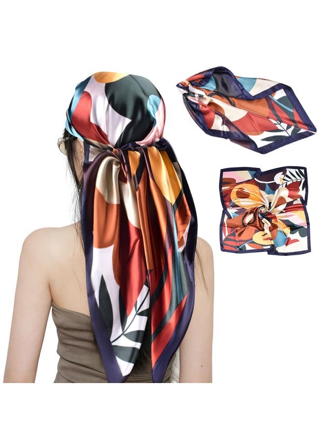 TecoKart 35" Square Silk Like Head Scarf for Women, Elegant & Versatile Silk Satin Hair Scarf - Image 1