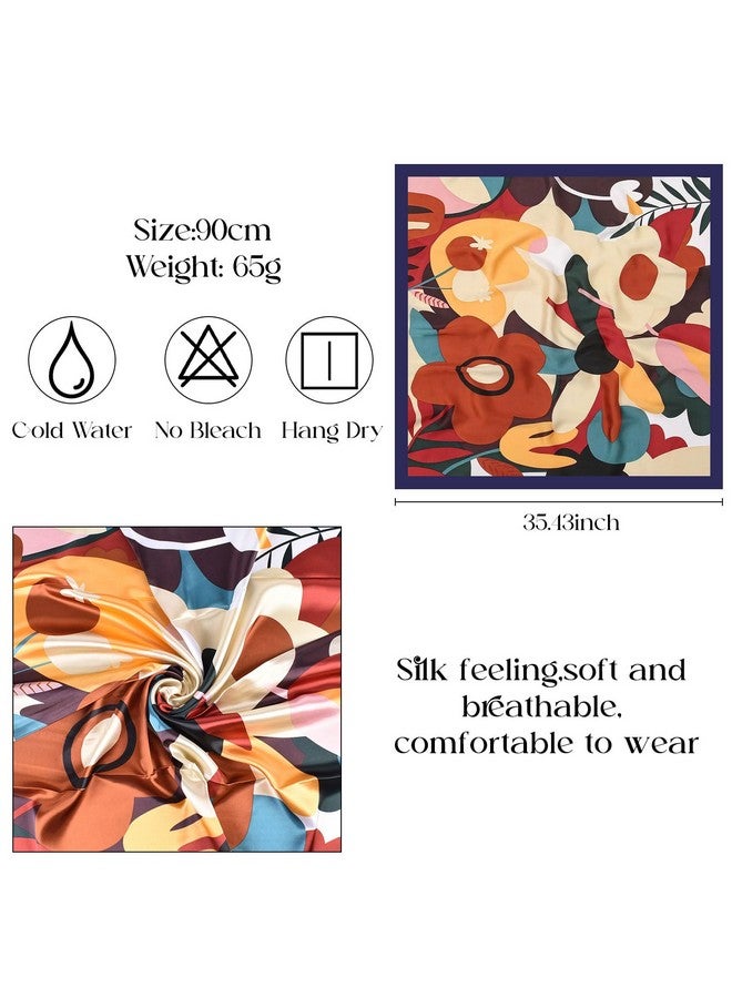 TecoKart 35" Square Silk Like Head Scarf for Women, Elegant & Versatile Silk Satin Hair Scarf - Image 2