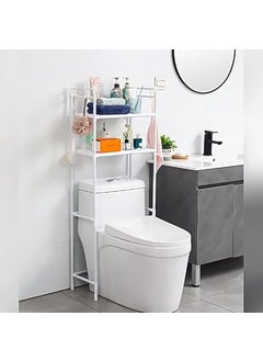 VBM VBM Over The Toilet Storage Rack 2 Tier Bathroom Organizer Over Toilet Freestanding Space Saver Toilet Stand with 4 Hooks Bathroom Storage Shelf Easy to Assemble  - Image 1
