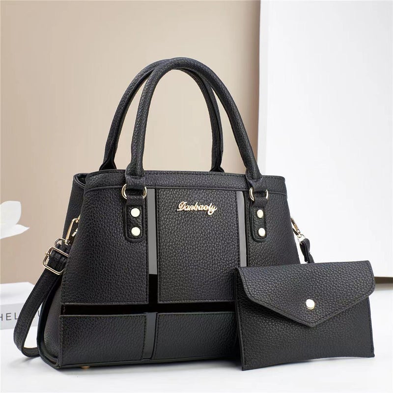 New Stitching Striped Large Capacity Bag Women'S Retro Fashion Handbag High-Grade All-Match Commuter Tote Bag - Image 2
