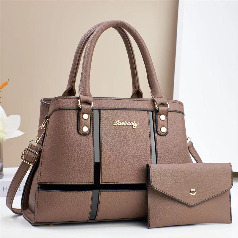 New Stitching Striped Large Capacity Bag Women'S Retro Fashion Handbag High-Grade All-Match Commuter Tote Bag - Image 4
