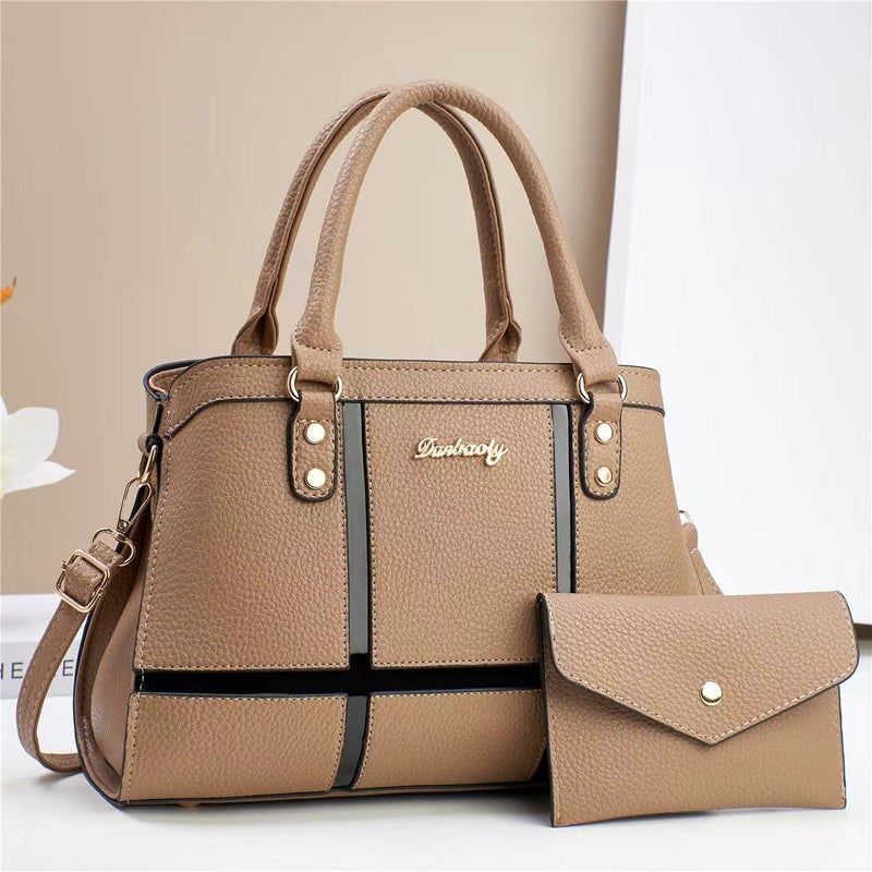New Stitching Striped Large Capacity Bag Women'S Retro Fashion Handbag High-Grade All-Match Commuter Tote Bag - Image 1