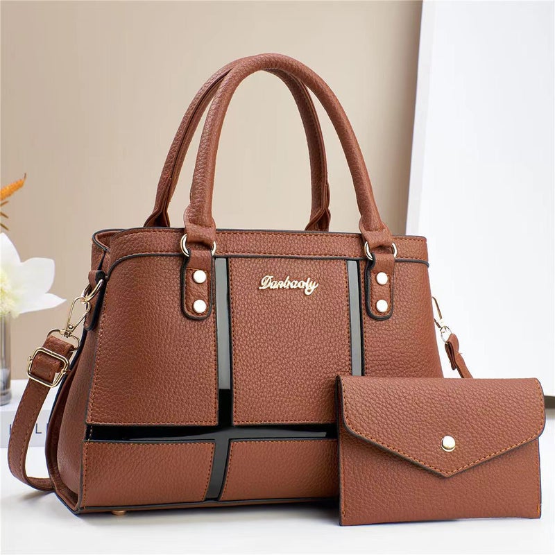 New Stitching Striped Large Capacity Bag Women'S Retro Fashion Handbag High-Grade All-Match Commuter Tote Bag - Image 5