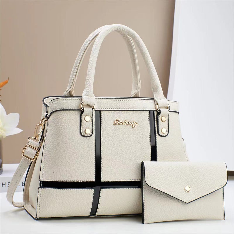 New Stitching Striped Large Capacity Bag Women'S Retro Fashion Handbag High-Grade All-Match Commuter Tote Bag - Image 3