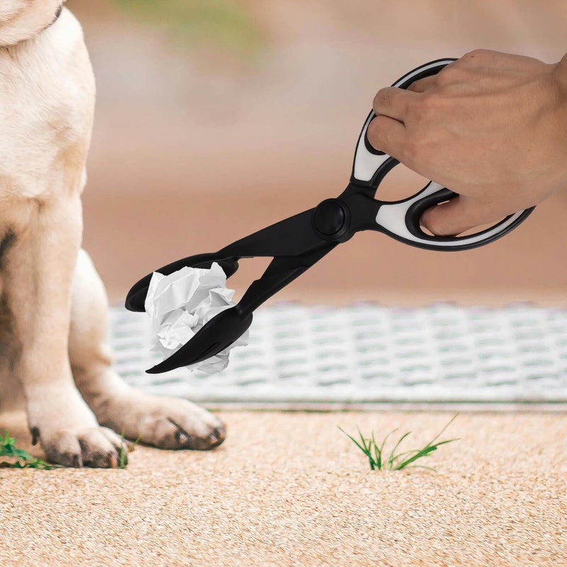 Heavy Duty Portable Dog Poop Picker Scissor Clamp Tool For Outdoor Use With Black Tongs Style Handle - Image 4