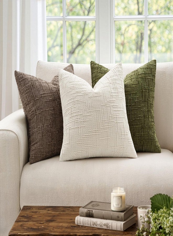 MIULEE Textured Throw Pillow Covers Thick Chenille Decorative Pillows Cream White 18x18 Inch Set of 2 Modern Boho Farmhouse Home Decor Neutral Cushion Covers for Couch Sofa Living Room Bedroom - Image 4