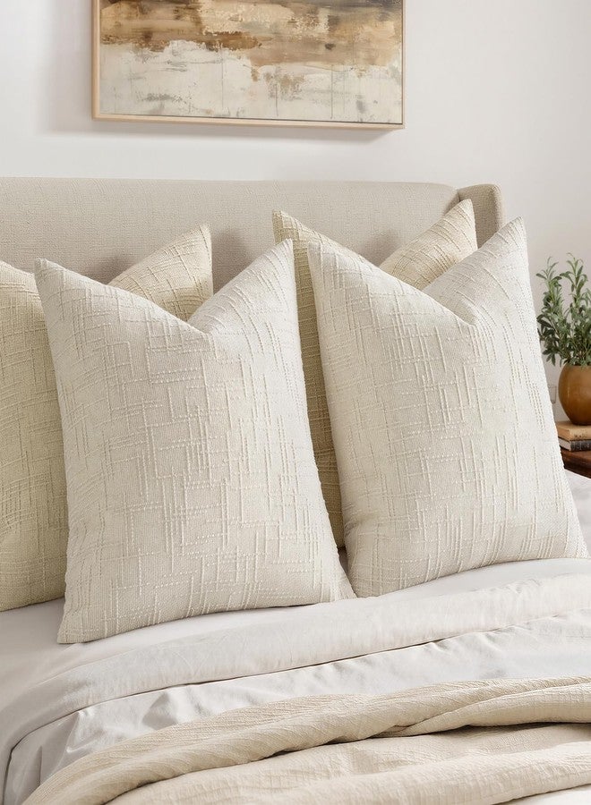MIULEE Textured Throw Pillow Covers Thick Chenille Decorative Pillows Cream White 18x18 Inch Set of 2 Modern Boho Farmhouse Home Decor Neutral Cushion Covers for Couch Sofa Living Room Bedroom - Image 5