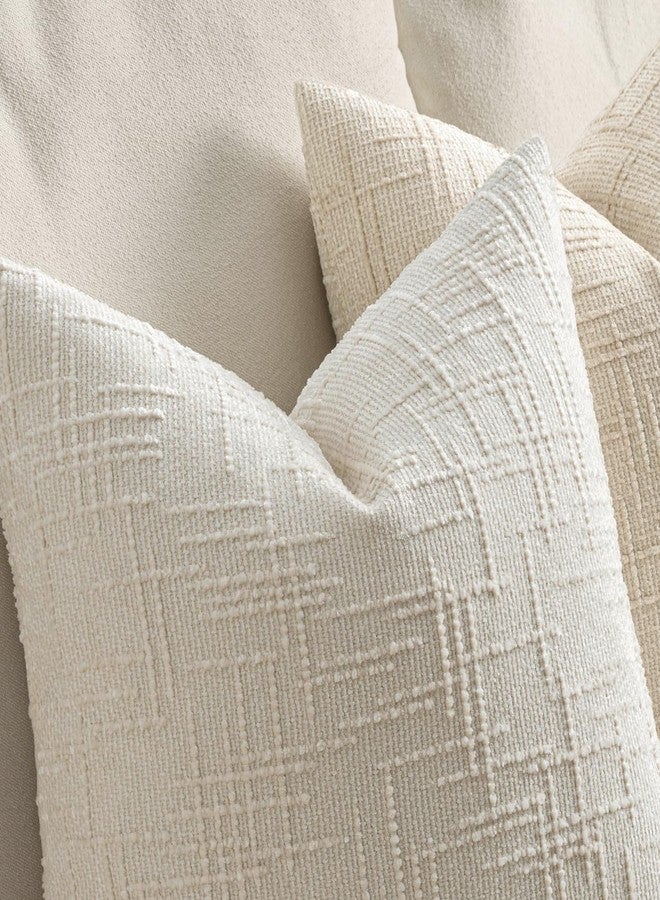 MIULEE Textured Throw Pillow Covers Thick Chenille Decorative Pillows Cream White 18x18 Inch Set of 2 Modern Boho Farmhouse Home Decor Neutral Cushion Covers for Couch Sofa Living Room Bedroom - Image 3