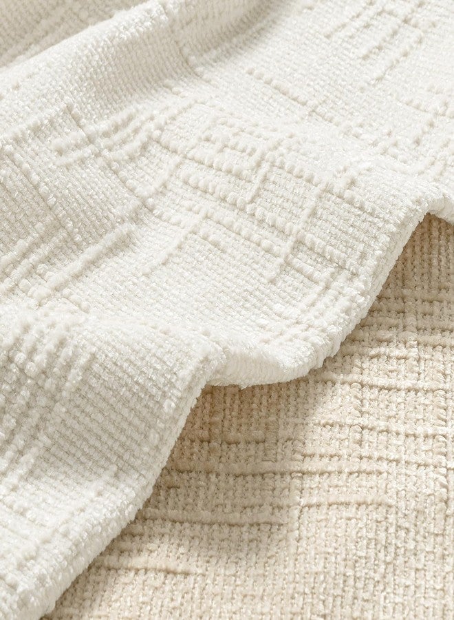 MIULEE Textured Throw Pillow Covers Thick Chenille Decorative Pillows Cream White 18x18 Inch Set of 2 Modern Boho Farmhouse Home Decor Neutral Cushion Covers for Couch Sofa Living Room Bedroom - Image 2