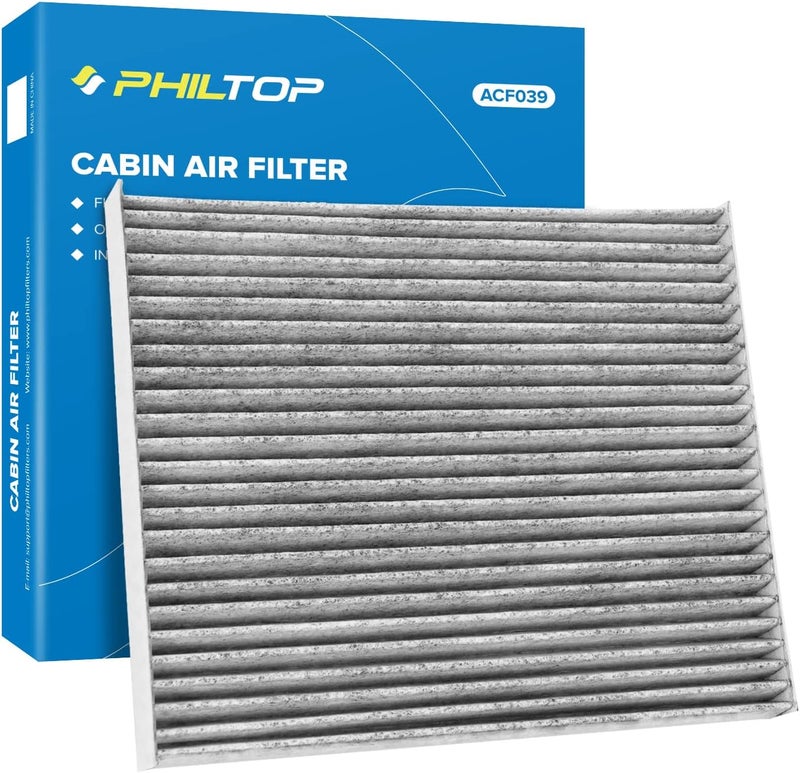 PHILTOP فلتر هواء المقصورة، بديل لـ CF10728، إلنترا 2007-2016، فورت 2014-2018، أكسنت 2008-2011، فلتر مقصورة متميز ACF039 مع كربون نشط لتنظيف تدفق الهواء، فلتر الغبار وحبوب اللقاح - Image 1