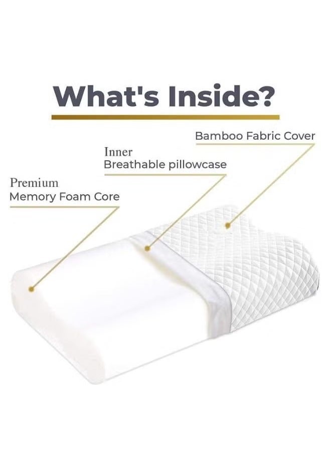 TIGER Memory Foam Pillow – Orthopedic Contour Pillow for Neck Pain Relief, Cervical Support, and Comfortable Sleep – Ideal for Side, Back, and Stomach Sleepers – Hypoallergenic, Ergonomic, and Breathable – 50x30cm  - Image 3