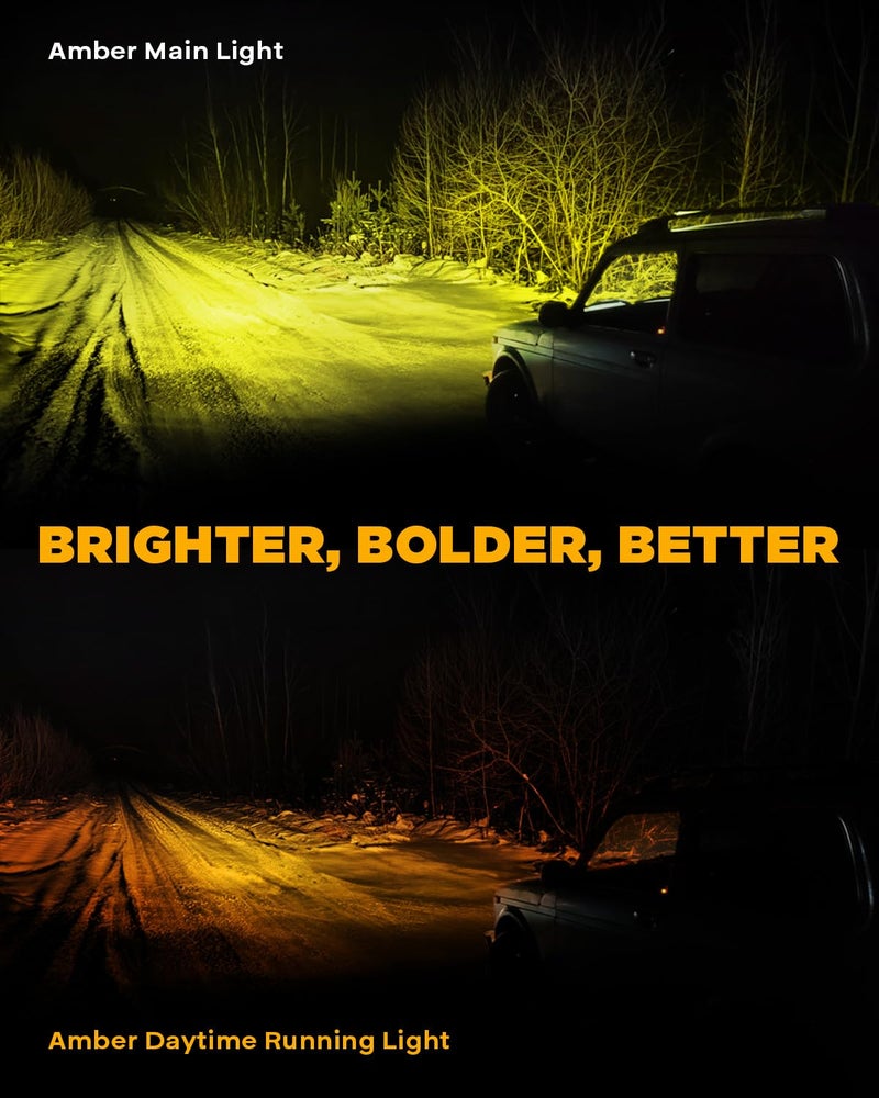 Auxbeam V-Ultra Series 3 Inch 108W Amber Fog Light Pods, DRL Function 3 Modes & Protective Covers, 270Â° Side Shooter Light Bar, Hyper Spot Beam Offroad Lights, for Truck ATV UTV Car Motorcycle, Pair - Image 3