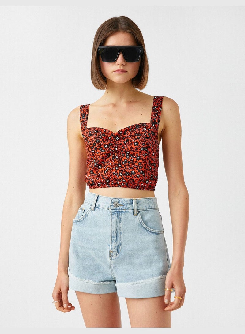 KOTON Floral Printed Crop Tank Top - Image 3