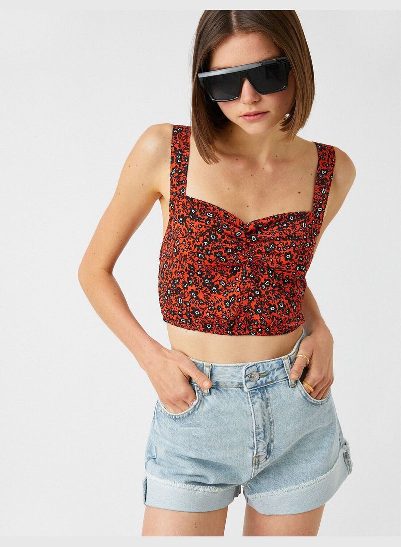 KOTON Floral Printed Crop Tank Top - Image 2